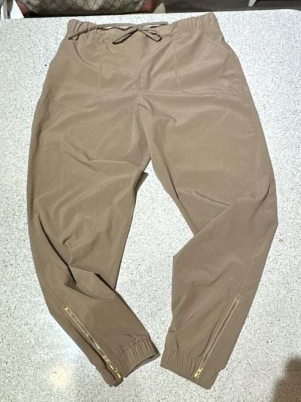 Albion Fit Women's Taupe Active Jogger Pants with Ankle Zippers Size M